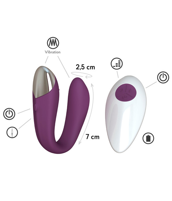 Вибратор для пар с пультом ДУ Fera, цвет сливовый (INFINITE)
