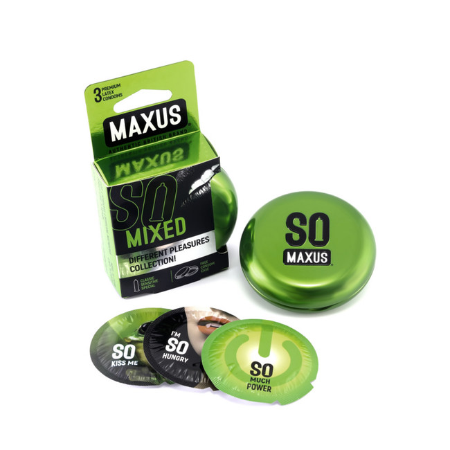 Презервативы MAXUS Mixed в железном кейсе 3 шт.