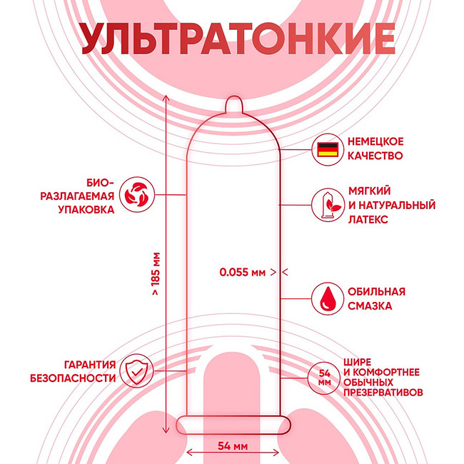 Презервативы ON № 12+3 Super Thin - супер тонкие (ширина 54 мм)