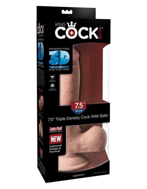 Фаллоимитатор на присоске King Cock Plus 7.5 Triple Density Cock with Balls