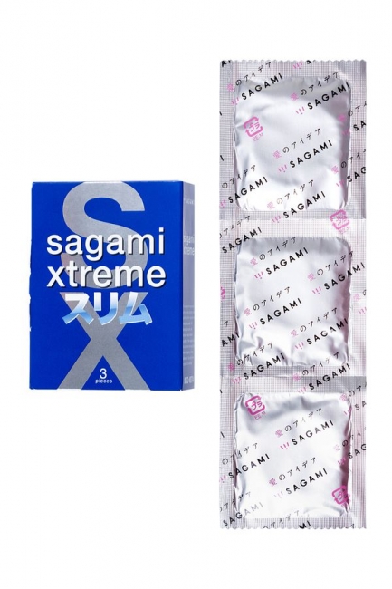 Презервативы Sagami, extreme, feel fit, гладкие, 19 см, 5,1 см, 3 шт.