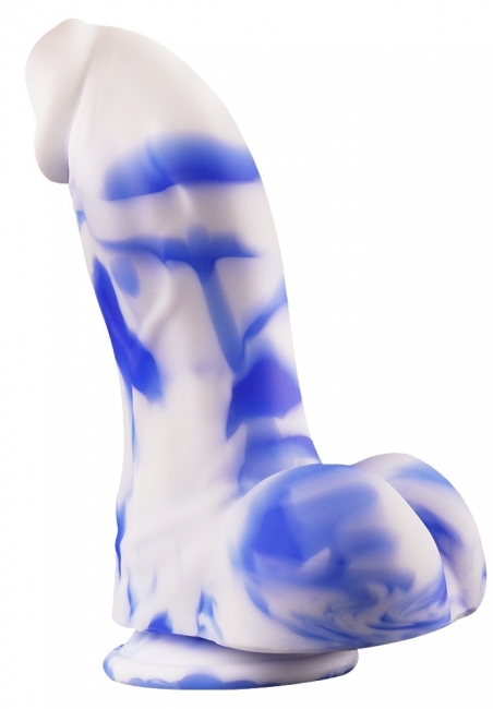 Фаллоимитатор c присоской  Strong Man ROSYLAND ( 21.5 см ) белый с синим