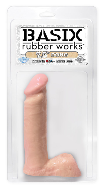 Гибкий фаллос с мошонкой Basix Rubber Works 7,5''