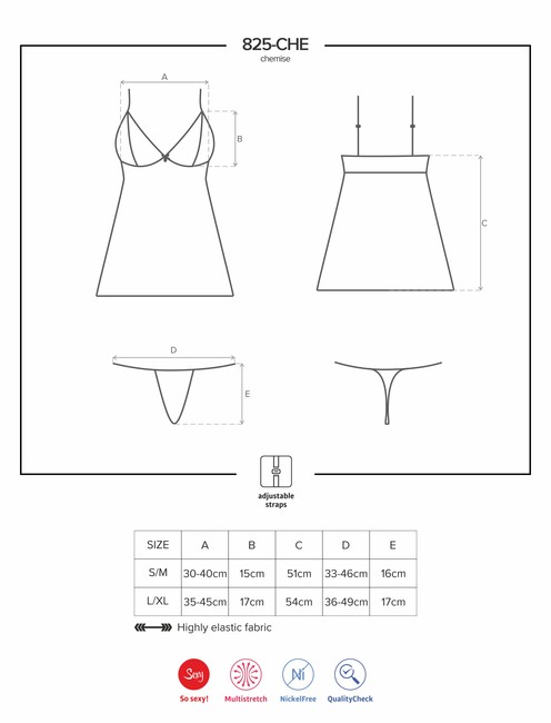 Сорочка и стринги Julitta (Obsessive) SM (42-44)