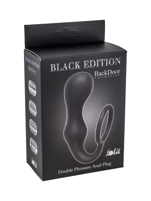 Эрекционное кольцо с анальной пробкой Double Pleasure Anal Plug Black (18 см , черный)