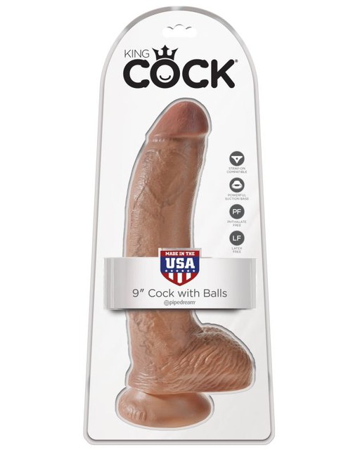 Фаллоимитатор на присоске загорелый King Cock 9 Cock with Balls