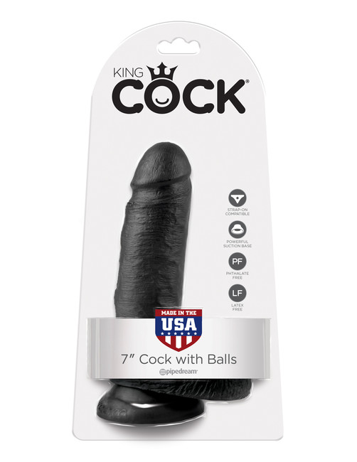 Фаллоимитатор на присоске черный King Cock 7 Cock with Balls