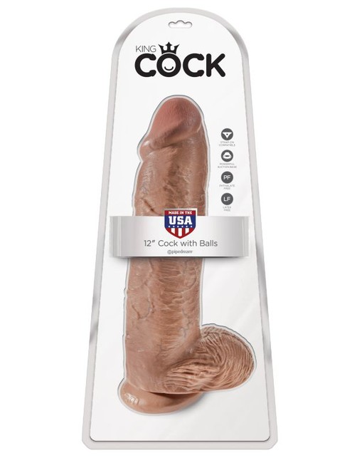 Фаллоимитатор-гигант загорелый King Cock 12 Cock with Balls