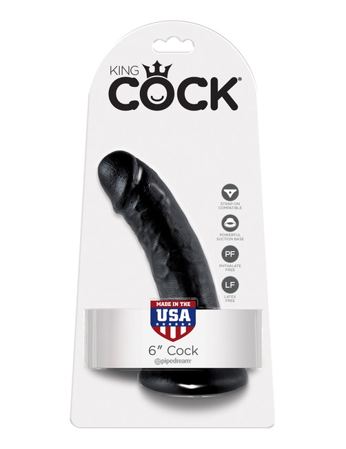 Фаллоимитатор на присоске черный King Cock 6 Cock