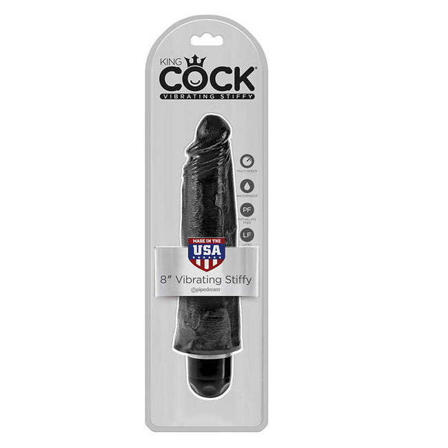 Реалистичный черный фаллос с вибрацией King Cock 8 VIbrating Stiffy