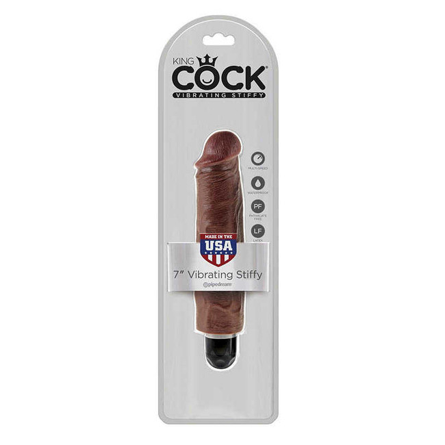 Реалистичный коричневый фаллос с вибрацией King Cock 8 VIbrating Stiffy