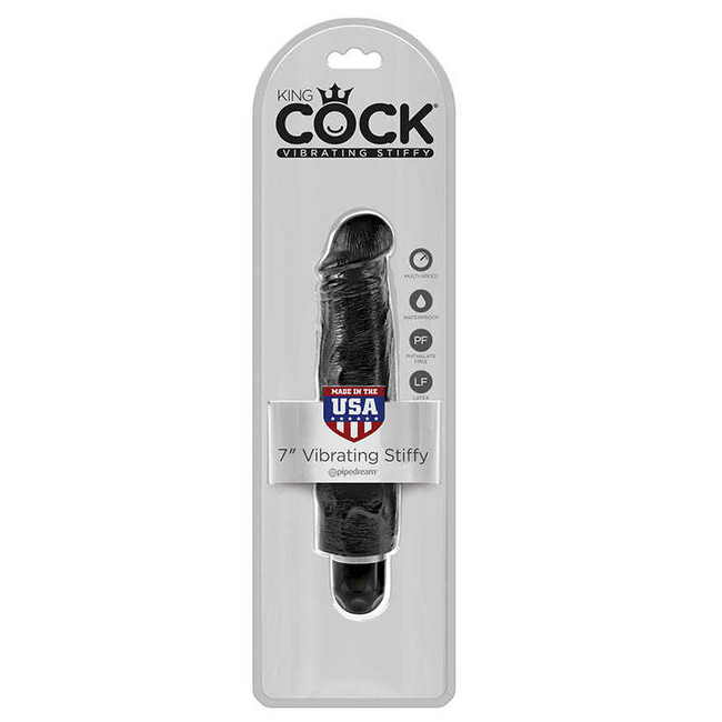 Реалистичный черный фаллос с вибрацией King Cock 7 VIbrating Stiffy