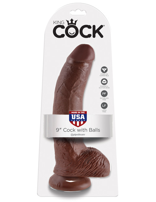 Фаллоимитатор на присоске коричневый King Cock 9 Cock with Balls Brown