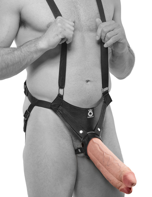 Страпон система с насадкой сдвоенный фаллос King Cock 11 Two Cocks One Hole Hollow Strap-On Suspender System