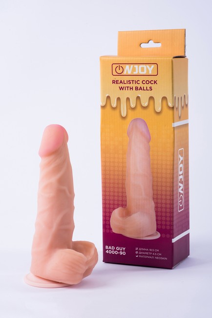 Реалистичный фаллоимитатор на присоске с мошонкой из кибер-кожи Onjoy Realistic Cock With Balls Bad Guy