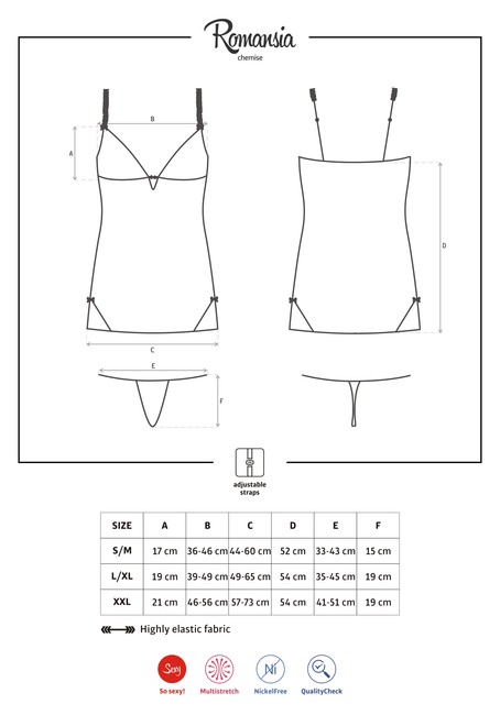 Красная прозрачная сорочка с украшением на груди Romansia Chemise SM (42-44)