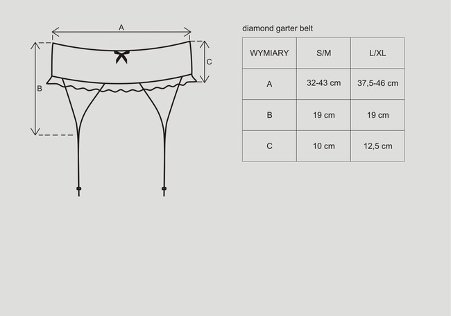 Черный пояс со стразами Diamond Garter Belt SM (42-44)