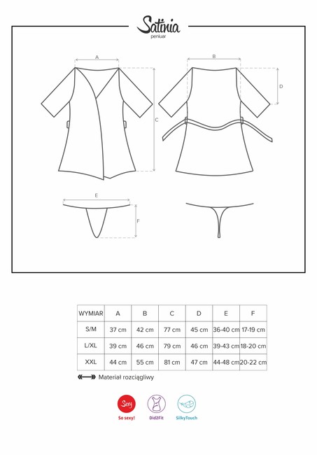 Серый атласный халатик с кружевом на рукавах Satinia Robe LXL (46-48)