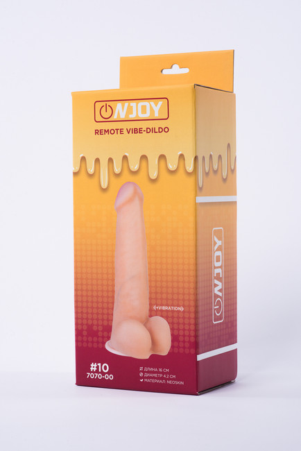 Реалистичный вибратор на присоске из кибер-кожи с выносным пультом Onjoy Remote Vibe-Dildo #10 (10 режимов)