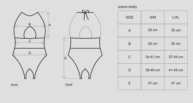 Кружевное черное боди с вырезом в интимном месте Oriens Teddy (42-44)